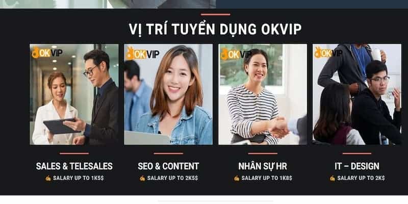 Tuyển dụng vị trí với Sale - Live Game tại OKVIP